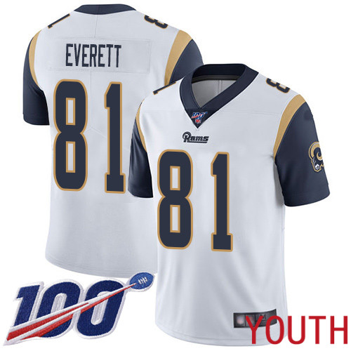 Los Angeles Rams Limited White Youth Gerald Everett Road Jersey NFL Football #81 100th Season Vapor Untouchable->los angeles rams->NFL Jersey